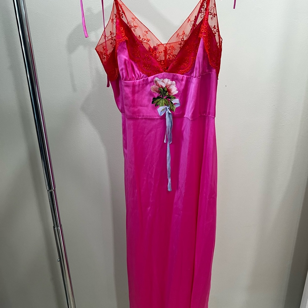 Cynthia Rowley Pink and Red Floral Chemise